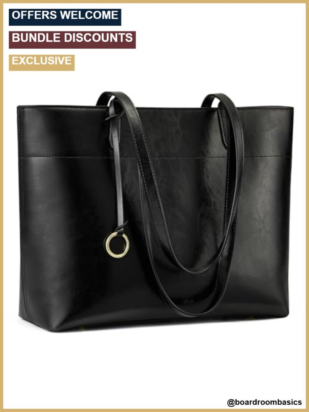 Genuine Leather Work Tote with Laptop Compartment Spacious Interior Zipper